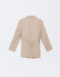 Long Sleeve Oversized Blazer (with Shoulder Pads and Detachable Belt)