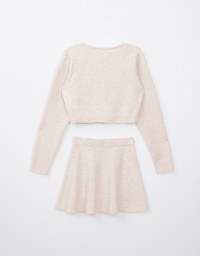 Heavyweight Knit Cardigan And Mini Skirt Set Wear