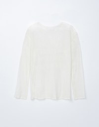 Sheer Letter Stitch Oversized Sweater Knit Top