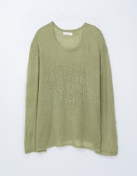 Sheer Letter Stitch Oversized Sweater Knit Top