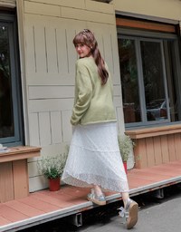 Sheer Letter Stitch Oversized Sweater Knit Top