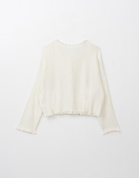 Long Sleeve Lace Trim Button Knit Top