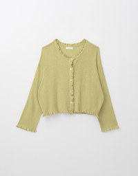 Long Sleeve Lace Trim Button Knit Top