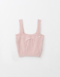 Fluffy Cropped Cami Top With Bow