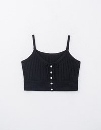 Button Front Tie Knit Cami Top