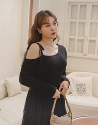 Asymmetrical Lace Up Knit Top