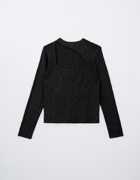 Basic Long Sleeve Front Hollow Out Knit Top