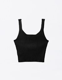 Basic V Neck Cropped Knitted Tank Top