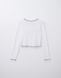 Long Sleeve Crewneck Letter Ribbed Tee