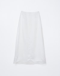 Layered Side Slit Satin Long Skirt