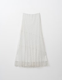 Elegant Sheer Asymmetrical Lace Maxi Skirt