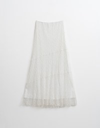 Elegant Sheer Asymmetrical Lace Maxi Skirt