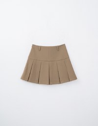 Wide Waist Pleated Suit Skirt