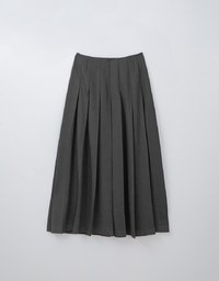 Hidden Placket Side Slit Pleated Maxi Skirt