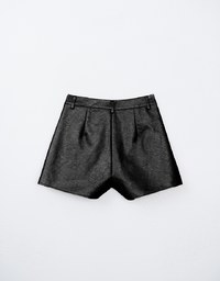 Trendy Faux Leather A Line Shorts