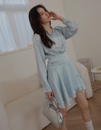 Silky Satin Shirt Mini Dress