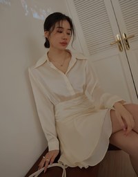 Silky Satin Shirt Mini Dress