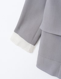 Layered Panel Slit Blazer Jacket (With Shoulder Pads)