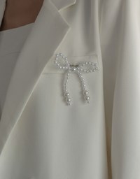 Pearl Bow Embellished Blazer Jacket (With Shoulder Pads)