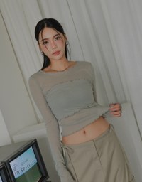 Two Piece Sheer Ruffle Trim Top