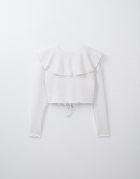 Ruffled Doll Collar Knit Waffle Texture Set Wear With Cardigan And Camisole Top