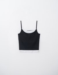 Faux 2 Piece Colour Contrast Cami Knit Top