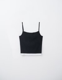 Faux 2 Piece Colour Contrast Cami Knit Top