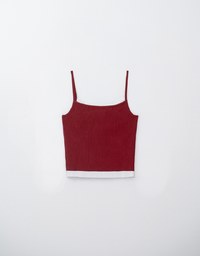 Faux 2 Piece Colour Contrast Cami Knit Top