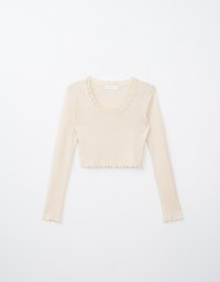 Layered Lettuce Edge Knit Long Sleeve Top