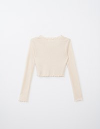 Layered Lettuce Edge Knit Long Sleeve Top