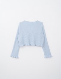 Ruffle Trim Rib Knit Top