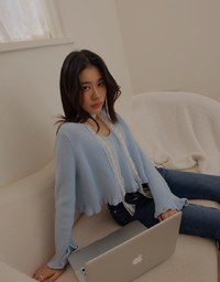 Ruffle Trim Rib Knit Top