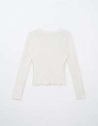 Long Sleeve Ribbed Knit Cut Out Top