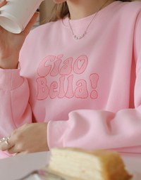 Oversized Letter Print Round Neck Fleece Lined Sweatshirt