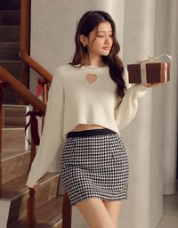 【HEYMAN Design】Classic Houndstooth Woolen Mini Skirt