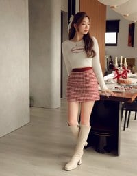 【HEYMAN Design】Classic Houndstooth Woolen Mini Skirt