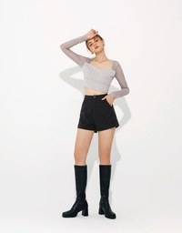 Minimalist Solid Wool Shorts With Pockets