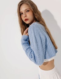 Cable Knit Cropped Cardigan