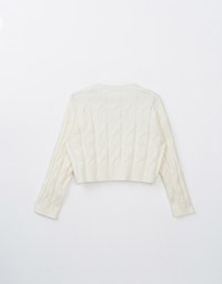 Long Sleeve Solid V Neck Cable Knit Top