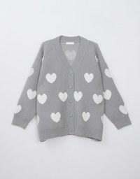 Heart Embroidered Knit Cardigan