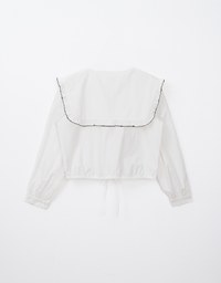 French Ruffle Collar Drawstring Blouse