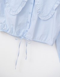 French Ruffle Collar Drawstring Blouse