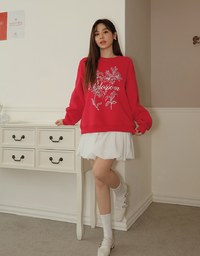 Fleece Lined Blossom Graphic Sweatshirt