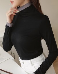 Faux 2 Piece Turtleneck Top