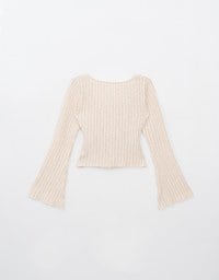 Square Neck Ruffle Flared Knit Top