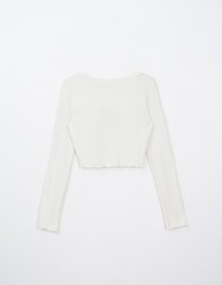 Classic Letter Ruffle Hem Long Sleeve Top