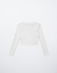 Long Sleeve Collared Asymmetric Button Up Top