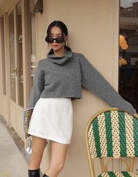 Textured Glitter Woolen Mini Skirt