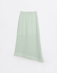 Casual Woven Long Skirt With Fringe Hem Design