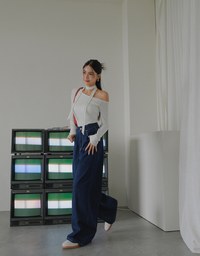 Classic Jeans Denim High Waist Wide Pants Culottes